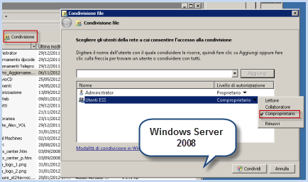 Condivisione da Server 2008<br>
