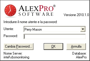 Al primo avvio di AlexPro®, sarà proposto il nome dello Studio. Accedere senza alcuna password. Fare clic sul pulsante "OK" per accedere ad AlexPro ed iniziare
